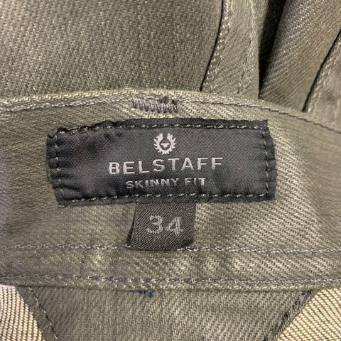 BELSTAFF Size 34 Green Cotton Blend Skinny 5 Pocket Jeans