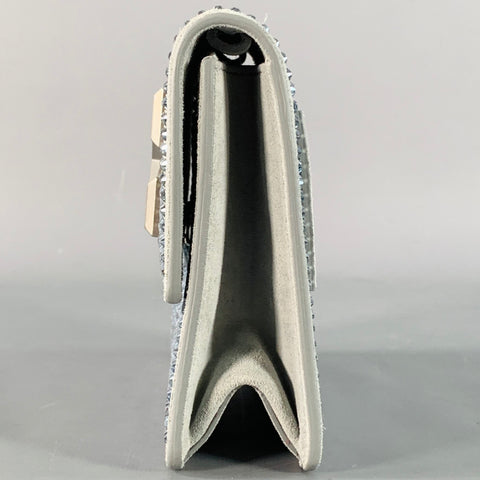 OFF-WHITE JITNEY Grey Rhinestones Leather Crossbody Handbag