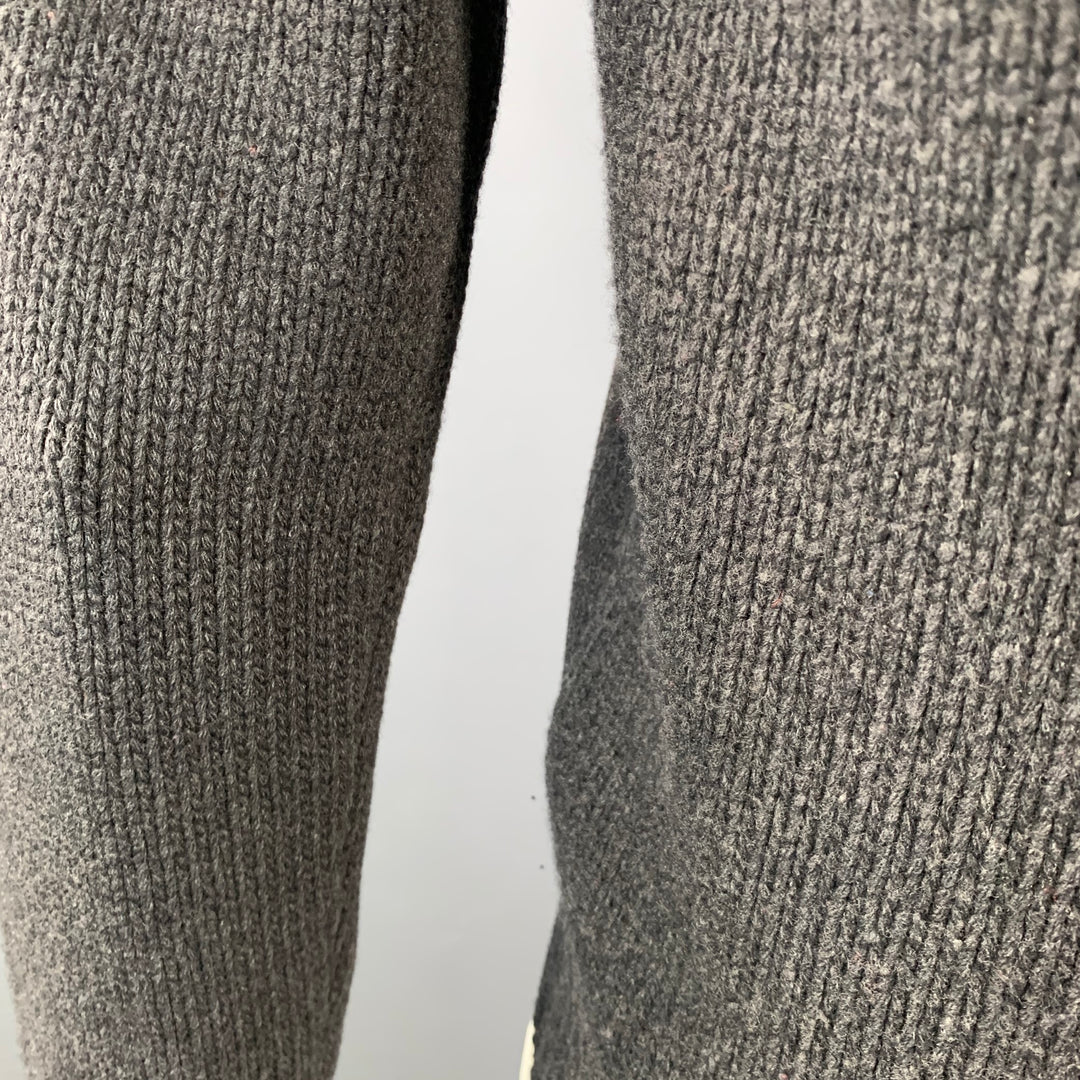 VALENTINO Size XL Charcoal Grey Cable Knit Virgin Wool Cashmere Cardigan