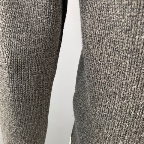 VALENTINO Size XL Charcoal Grey Cable Knit Virgin Wool Cashmere Cardigan