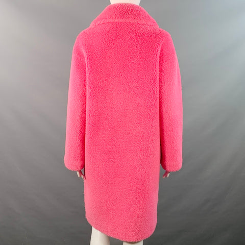 STAND STUDIO Size XS Camille Cocoon Pink Polyester Faux Fur Notch Lapel Coat