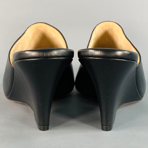KHAITE Size 9.5 Marion Black Leather Wedge Pumps