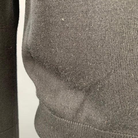 FRED PERRY Size L Black Merino Wool V-Neck Pullover