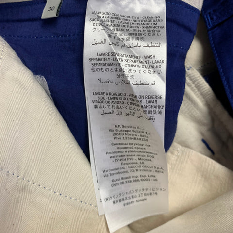 GUCCI 2019 Size 30 Blue Red Stripe Viscose Linen Joggers Casual Pants