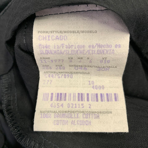 HUGO BOSS Size 30 Black Grey Pinstripe Cotton Velvet Dress Pants