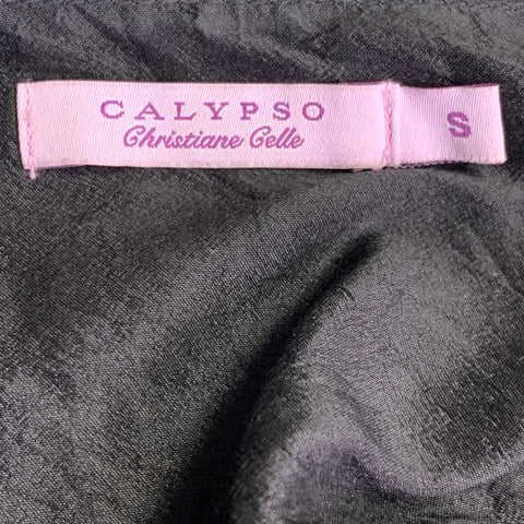 CALYPSO Size S Black Silk Wrinkled Wrap Dress