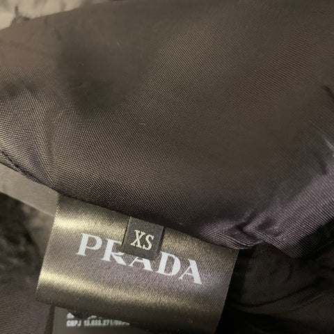 PRADA Size XS Black Contrast Stitch Silk Zip Up Jacket