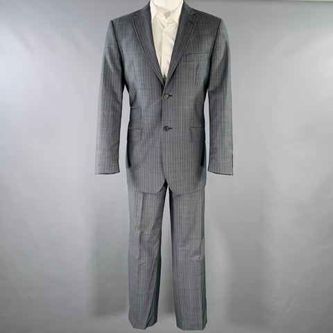 TED BAKER Size 40 Grey Blue Pinstripe Wool Mohair Notch Lapel Suit