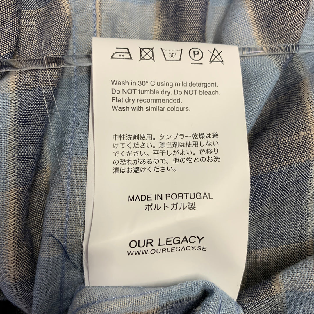 OUR LEGACY Size L Blue Grey Plaid Cotton Button Up Long Sleeve Shirt