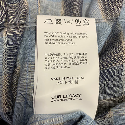 OUR LEGACY Size L Blue Grey Plaid Cotton Button Up Long Sleeve Shirt