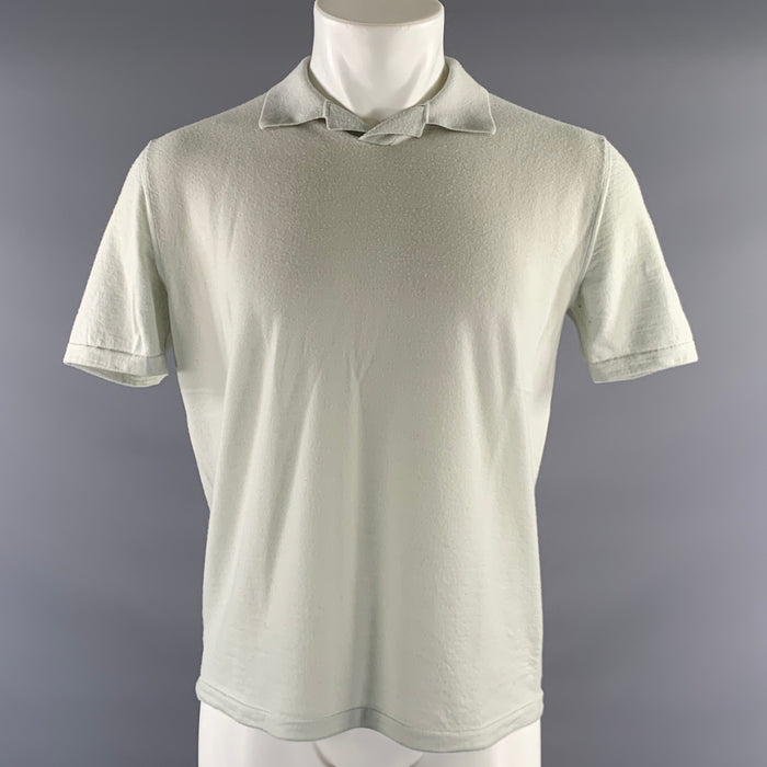 THE ROW Size S Green Mint Knit Virgin Wool Pull On Short Sleeve Shirt