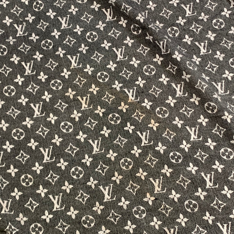 LOUIS VUITTON Silver Black Logo Silk Wool Scarf