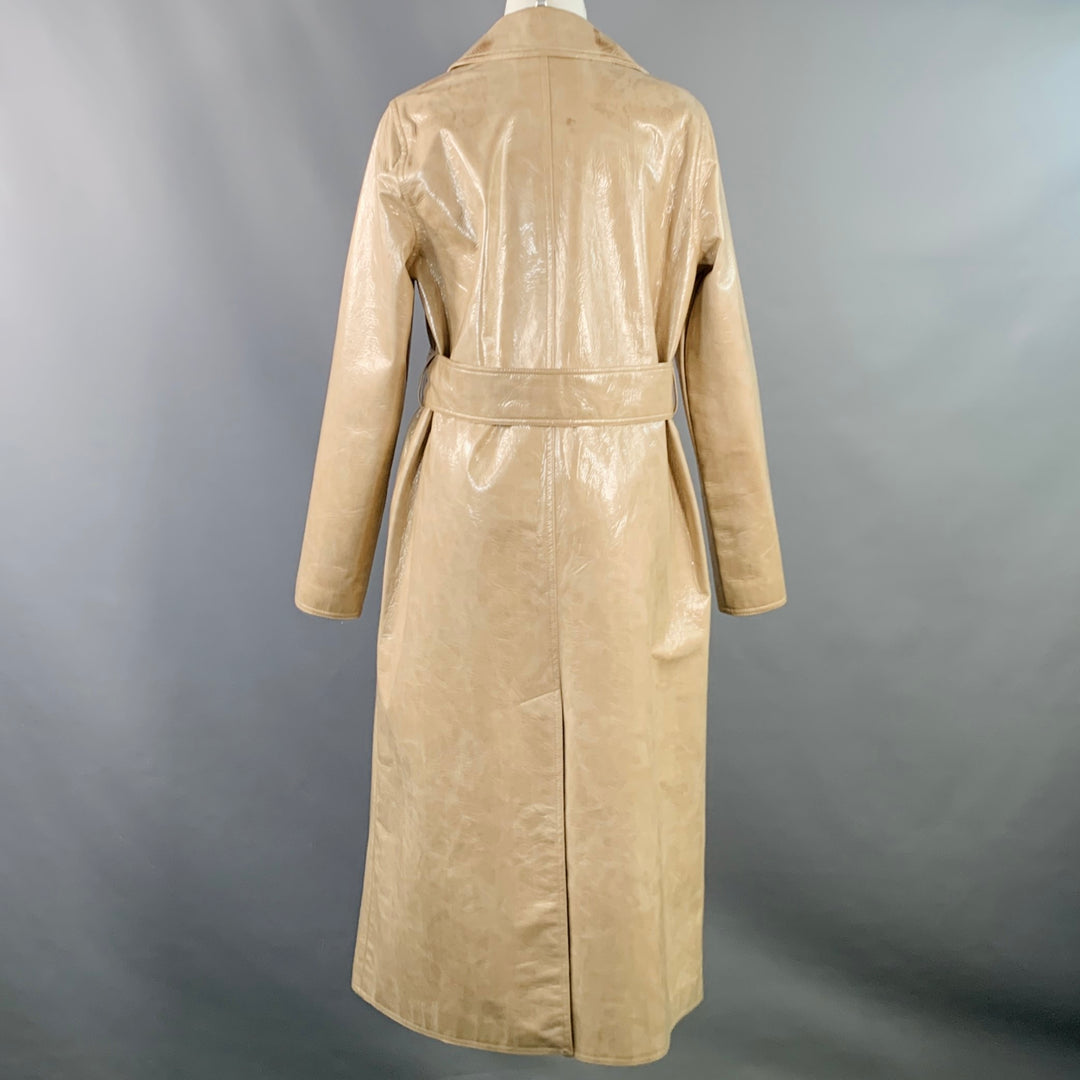 STAND STUDIO Size S Vada Beige Faux Leather Belted Trenchcoat