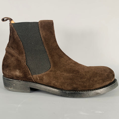 BUTTERO Size 10 Brown Suede Chelsea Ankle Boots