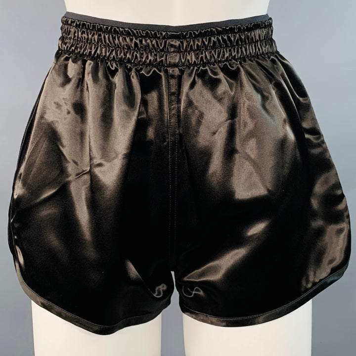 PHOEBE PHILO Size XS Black Viscose Satin Elastic Waistband Track Shorts
