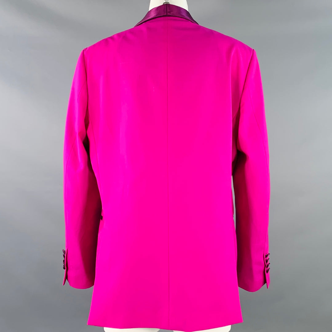 MSGM Size 8 Magenta Wool Blend Shawl Collar Jacket Blazer
