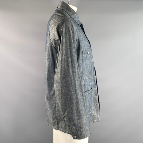 MONITALY Size 40 Blue Pointed Collar Long Sleeve Shirt