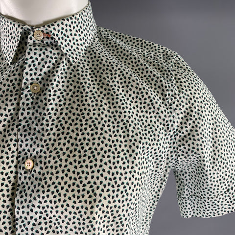 PAUL SMITH Size M White Green & Black Fruits Cotton Short Sleeve Shirt