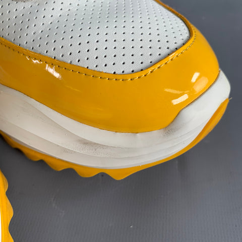 CASABLANCA Size 10.5 White Yellow Perforated Leather Lace-Up Color Block Sneakers