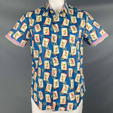 ROBERT GRAHAM Size L Blue Multi Color Hawaiian Cotton Short Sleeve Shirt