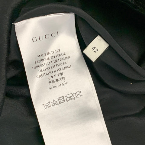 GUCCI Size 6 Black Silver Velvet Crystal Quilted Side Zipper Knee Length Skirt