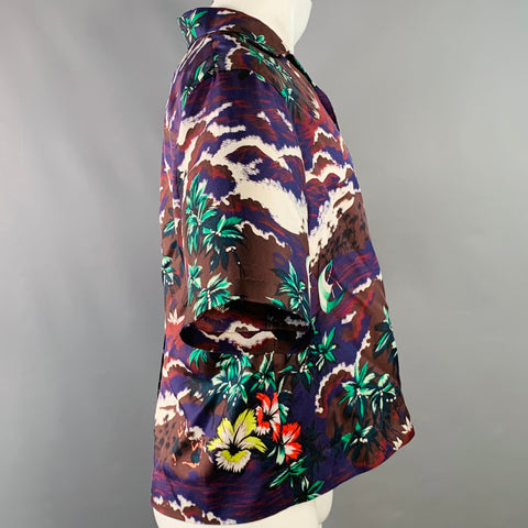 DSQUARED2 Size S Multi Color Hawaiian Tropical Silk Camp Short Sleeve Shirt