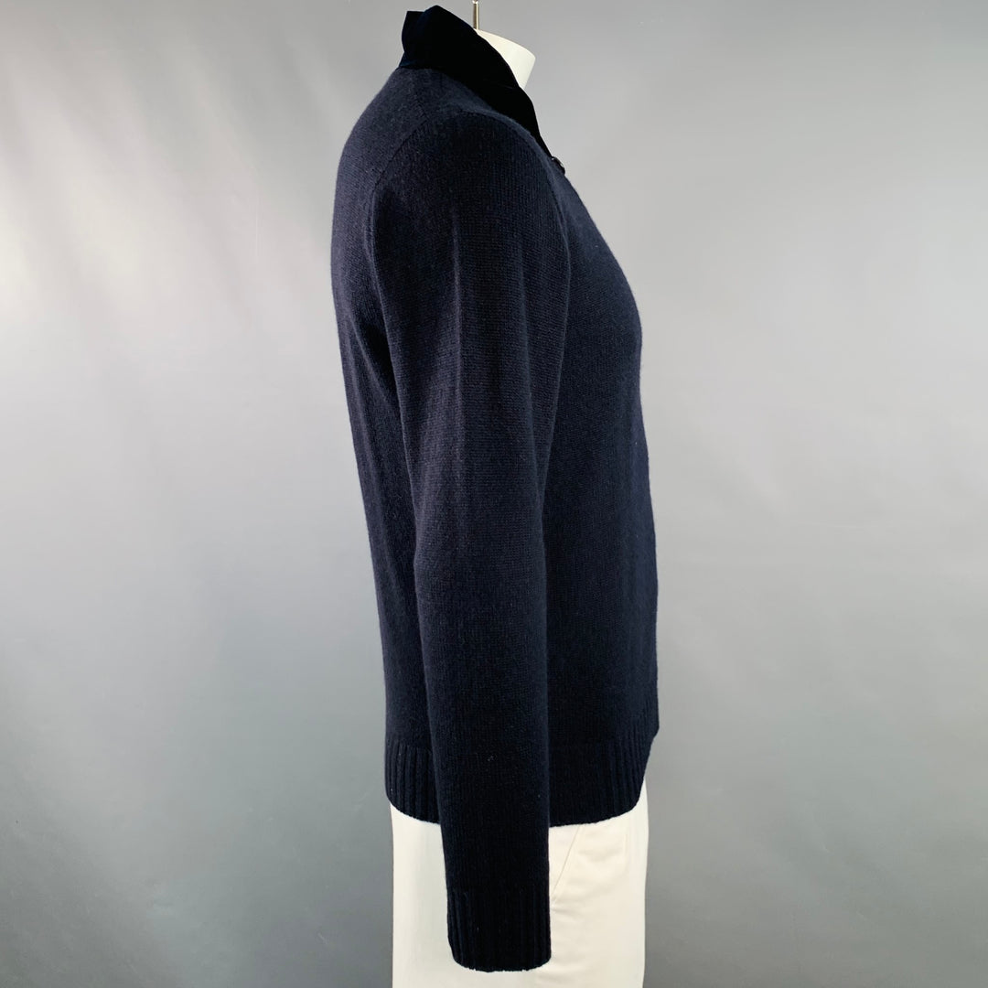 GIORGIO ARMANI Size 42 Navy Black Knit Cashmere V-Neck Sweater