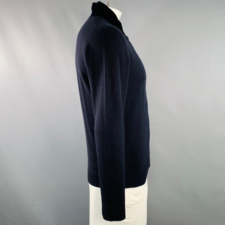 GIORGIO ARMANI Size 42 Navy Black Knit Cashmere V-Neck Sweater