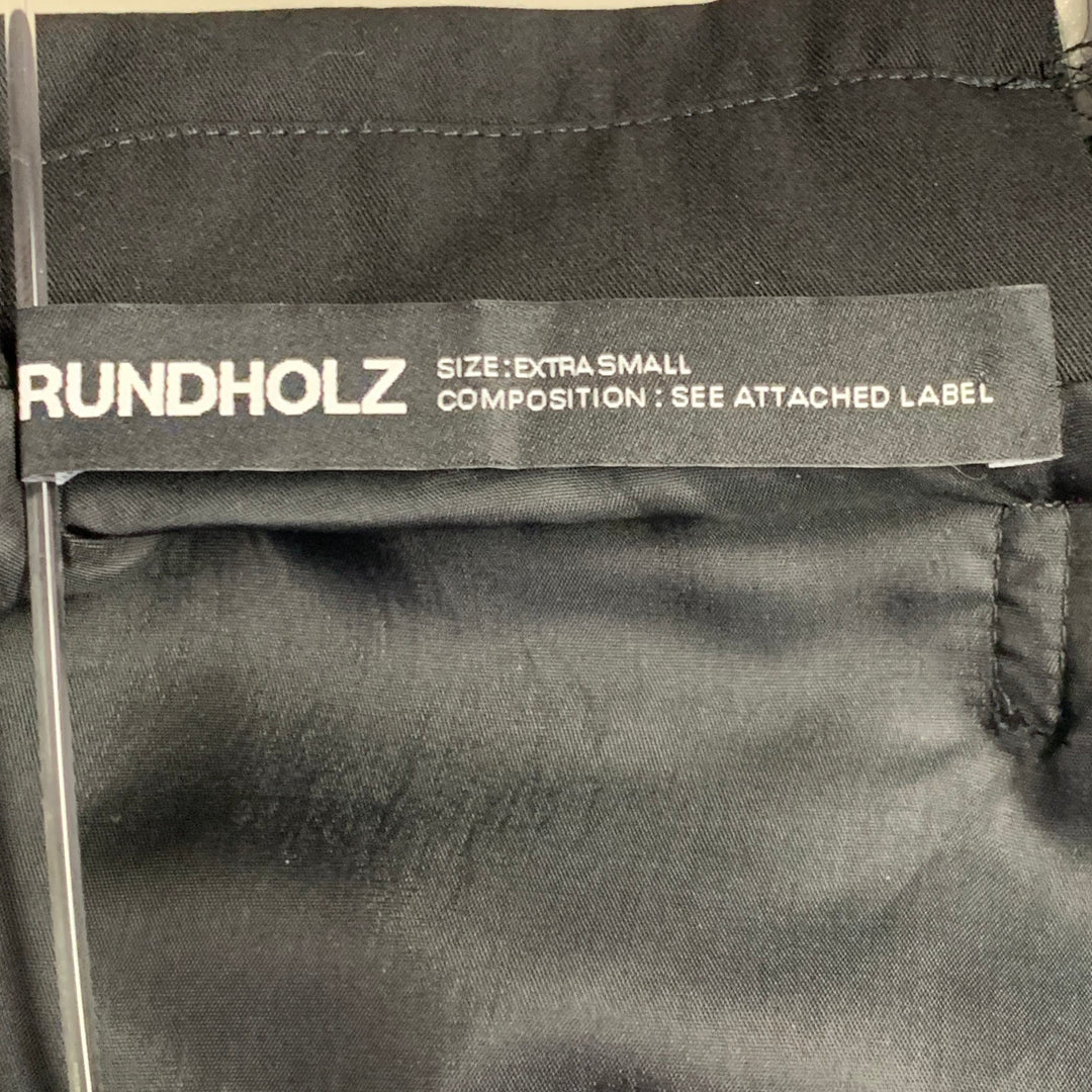 RUNDHOLZ Size XS Black Virgin Wool Distressed Layered Open Back Blazer