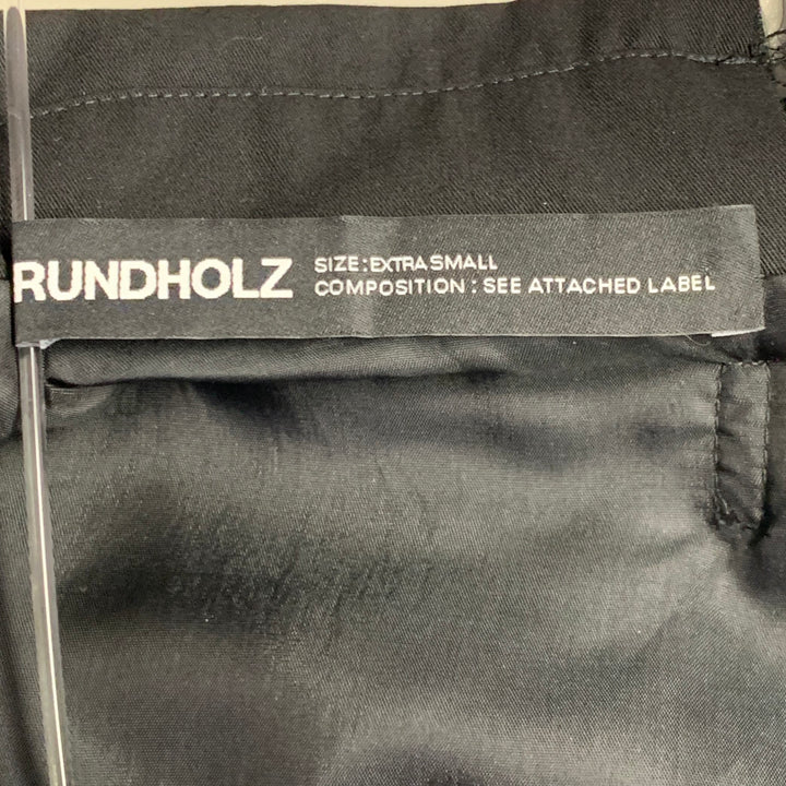 RUNDHOLZ Size XS Black Virgin Wool Distressed Layered Open Back Blazer