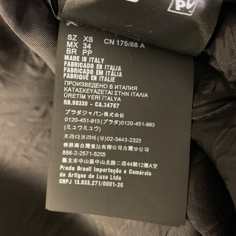 PRADA Size XS Black Contrast Stitch Silk Zip Up Jacket