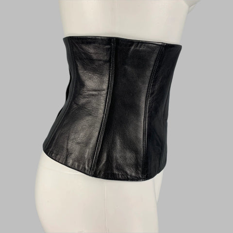 CHANEL FW 01 Cintura talla 6 Cinturón de seda de cuero negro