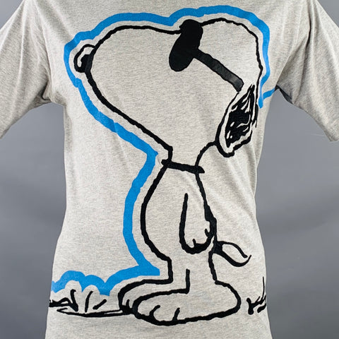 ICEBERG Size L Grey Blue Black Jersey Embroidered Snoopy Print T-shirt