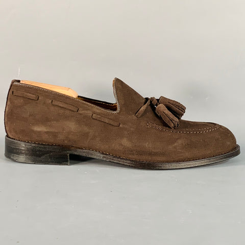 CHARLES TYRWHITT Size 9 Chocolate Brown Suede Tassels Slip On Loafers