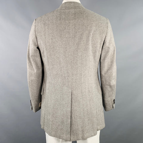 O'CONNELL'S Size L Grey Herringbone Cashmere Notch Lapel Sport Coat