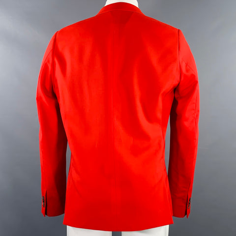 PAUL SMITH Size 40 Red Wool Notch Lapel Sport Coat