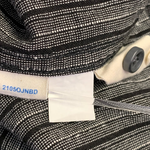 TAYLOR STITCH Size 40 Black Grey Stripe Slubby Two Pockets Short Sleeve Shirt
