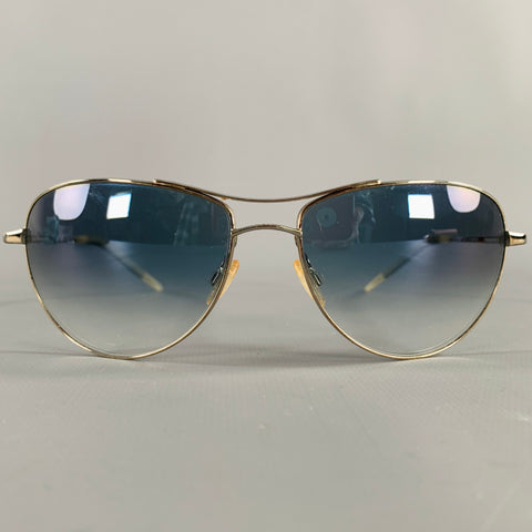 OLIVER PEOPLES -Commander- Silver Grey Metal Aviator Sunglasses