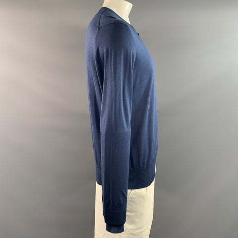 TOM FORD Size XL Navy Knitted Silk Hanley Pullover
