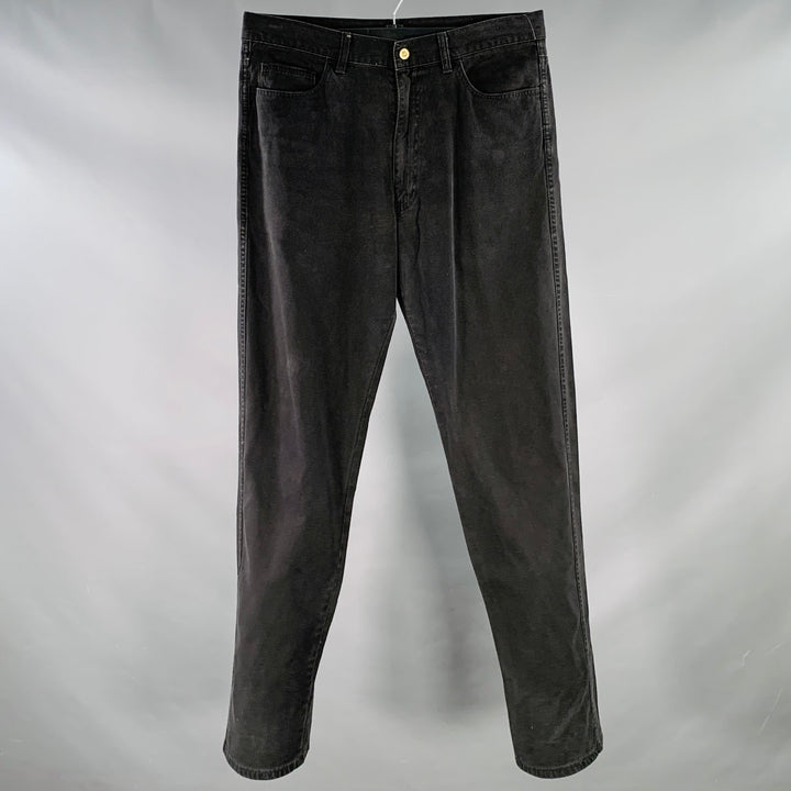 JEAN PAUL GAULTIER Size L Black Cotton Tapered Five Pockets Jeans