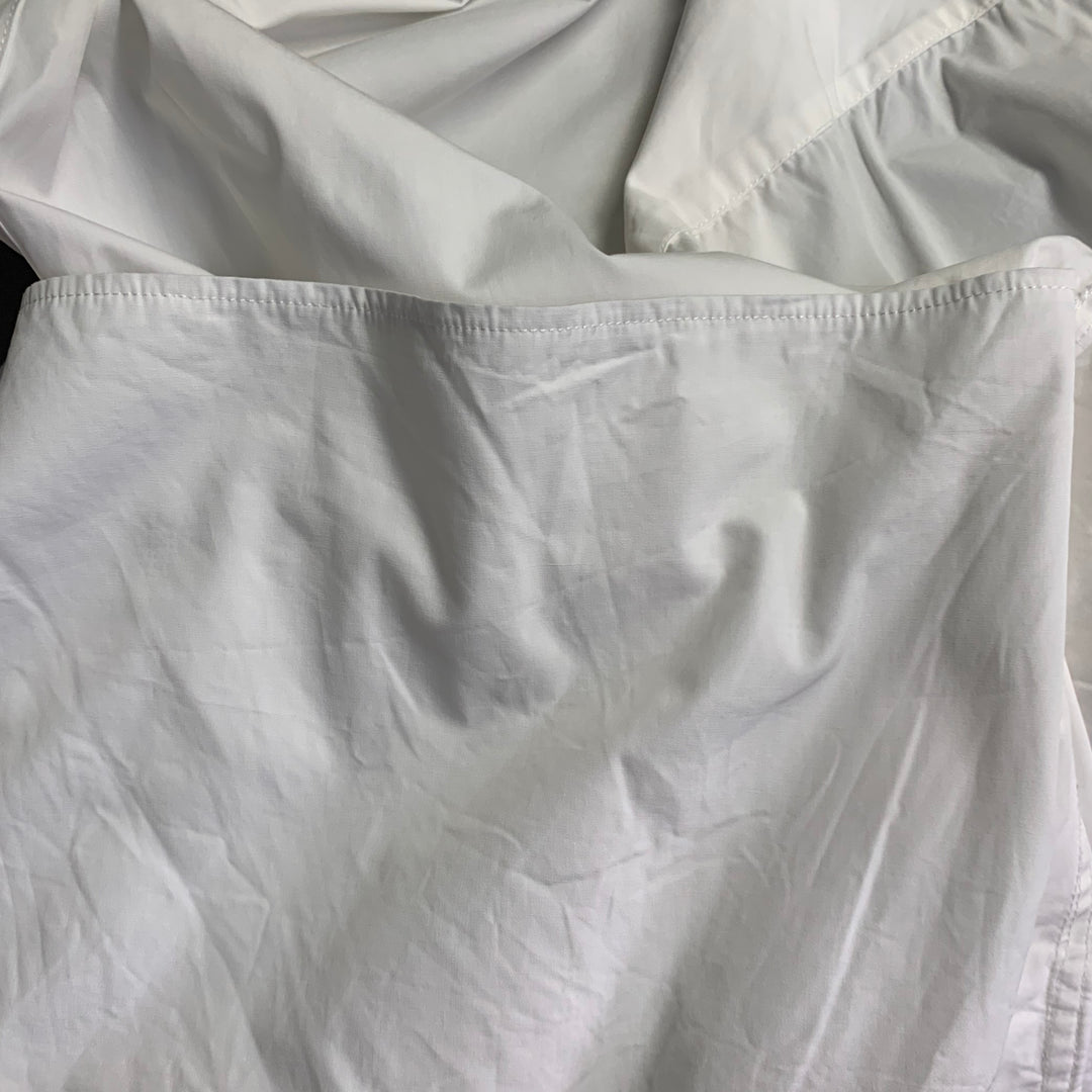 EVISTUB Size L White Cotton Oversized Long Sleeve Shirt