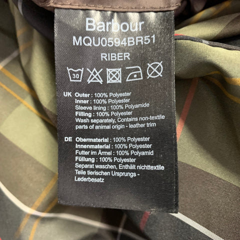 BARBOUR Size L Brown Olive Quilted Polyester Single Breasted Jacket