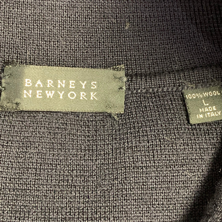 BARNEY'S NEW YORK Size L Navy Wool Button Up Cardigan