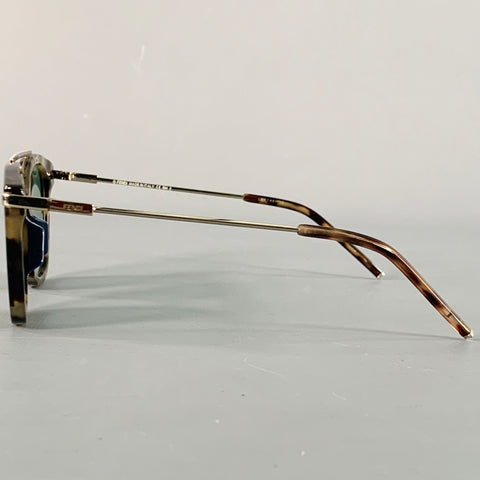 FENDI Brown Tortoiseshell Aviator Sunglasses