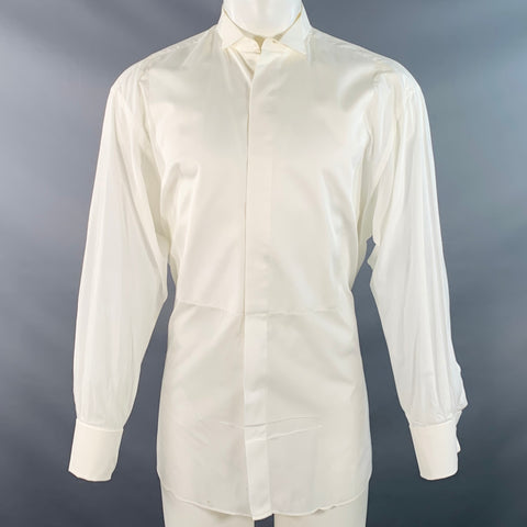 ERMENEGILDO ZEGNA Size S Cream Textured Wingtip French Cuff Tuxedo Long Sleeve Shirt