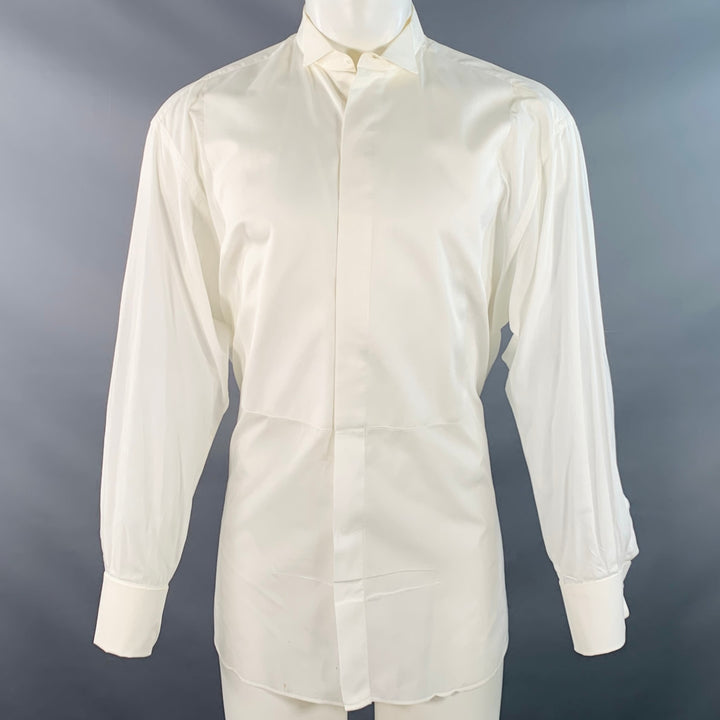 ERMENEGILDO ZEGNA Size S Cream Textured Wingtip French Cuff Tuxedo Long Sleeve Shirt