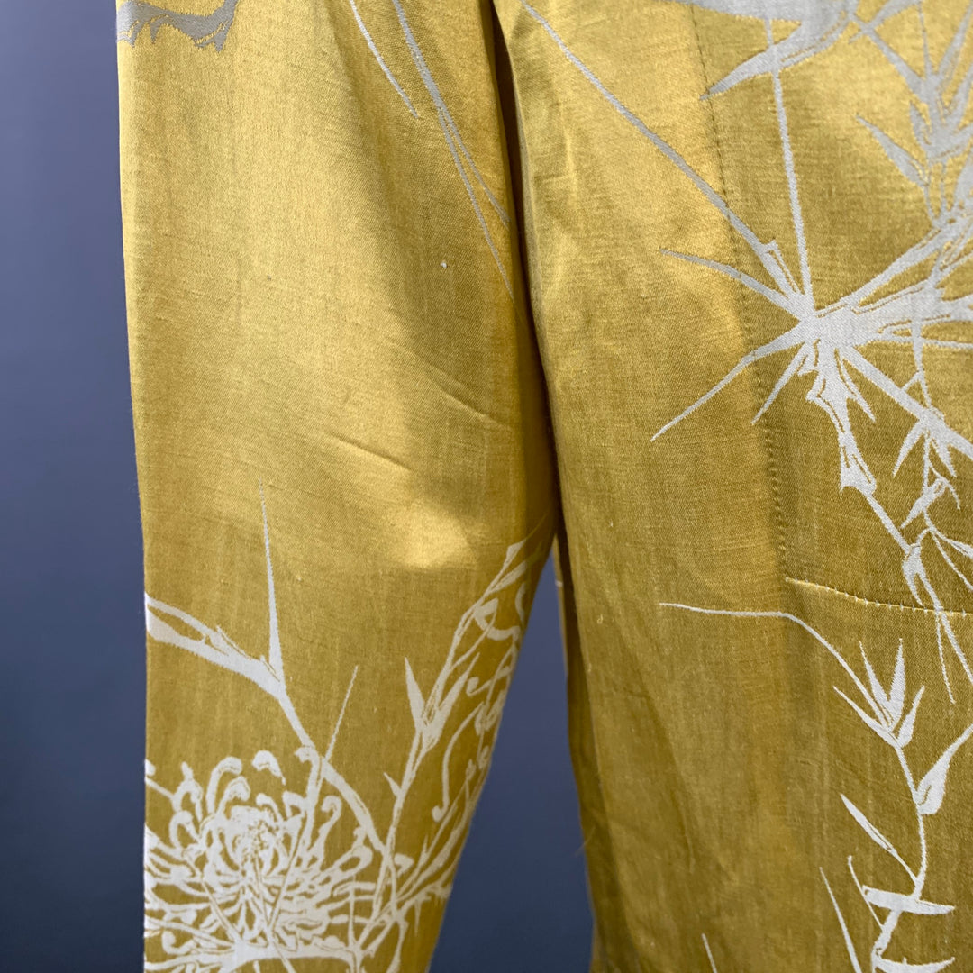 HAIDER ACKERMANN Size S Gold White Jacquard Linen Silk Layered Long Sleeve Shirt