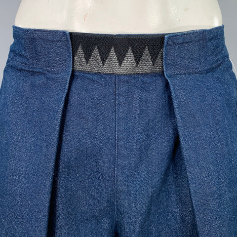 KAPITAL Size L Easy Beach Go Blue Cotton Adjustable Drop Crotch Casual Pants