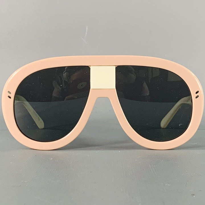 STELLA McCARTNEY Pink White Acetate Oversized Aviator Sunglasses
