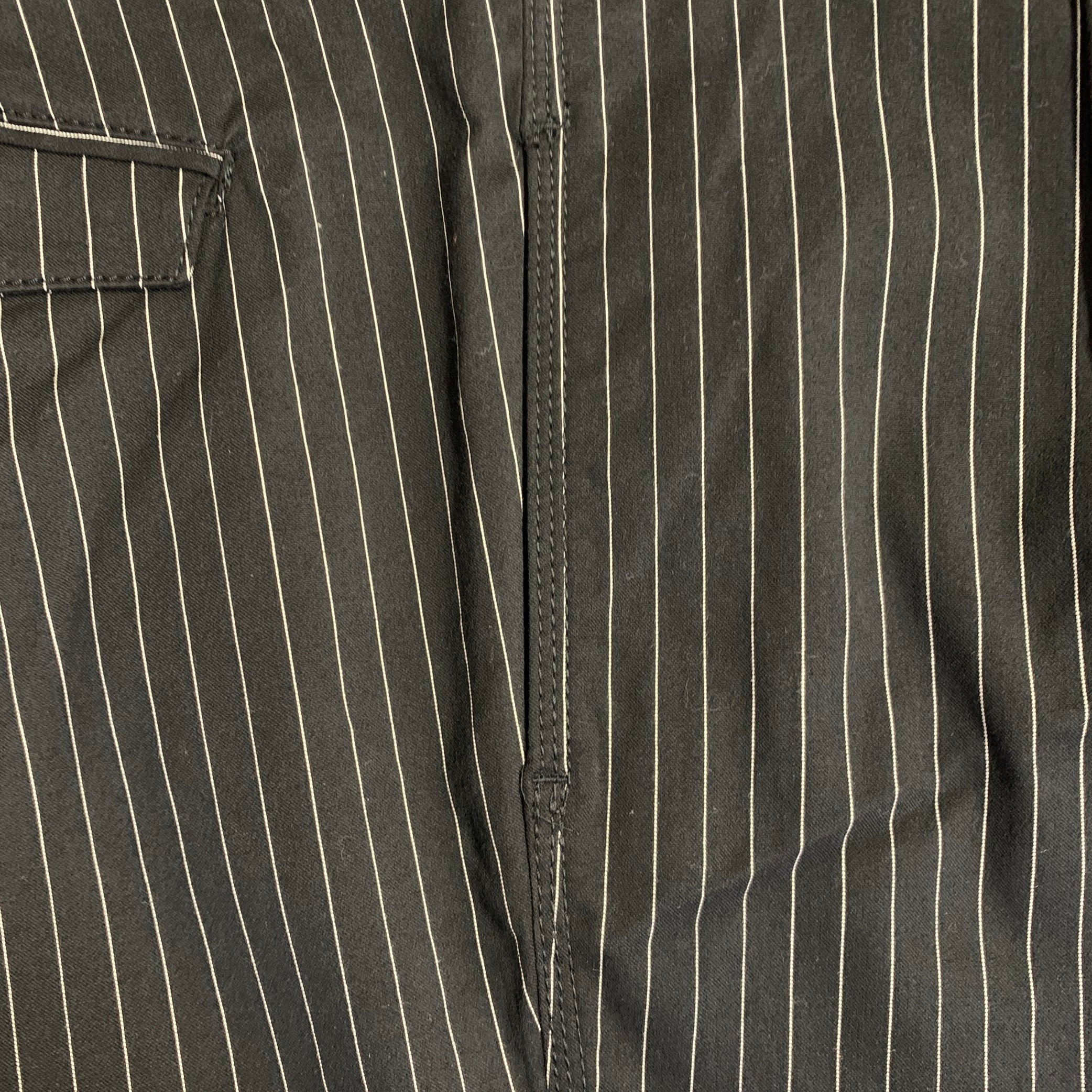 HAIDER ACKERMANN Size XL Black White Stripe Cotton Blend